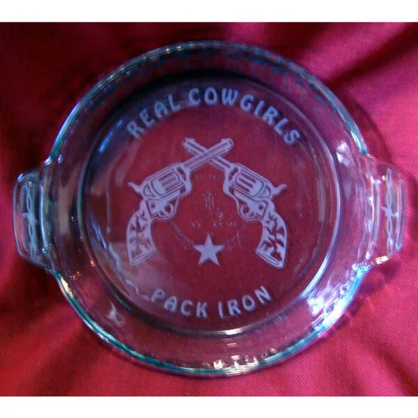Etched Pie Dish Cross Pistols Cowgirl Pack Iron GL4CPPI