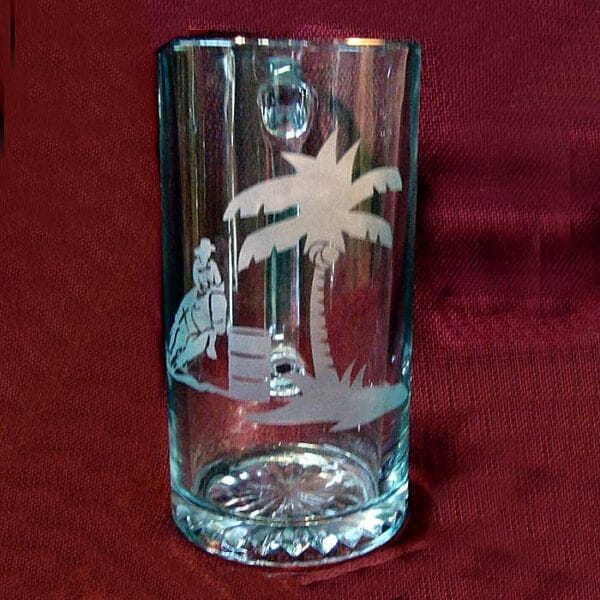 Western Etched Mugs Palm Tree Barrel Racer GL1PBR