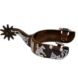 Antique Brown Men's Spurs WReining Horse Motif GS263130