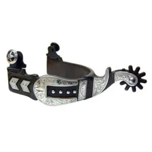 Antique Brown Silver Buckle Tip and Keeper Spurs Men's GS258998