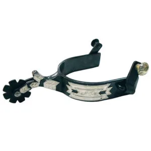 Black Steel Engraved Men's Spurs GS257560