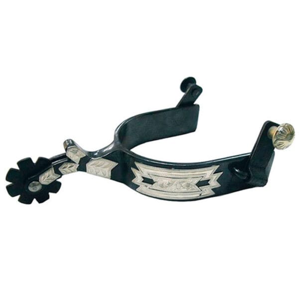 Black Steel Engraved Men's Spurs GS257560