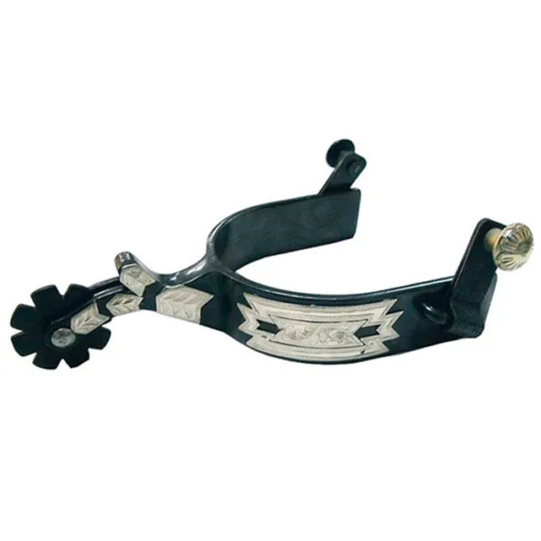 Black Steel Engraved Men's Spurs GS257560