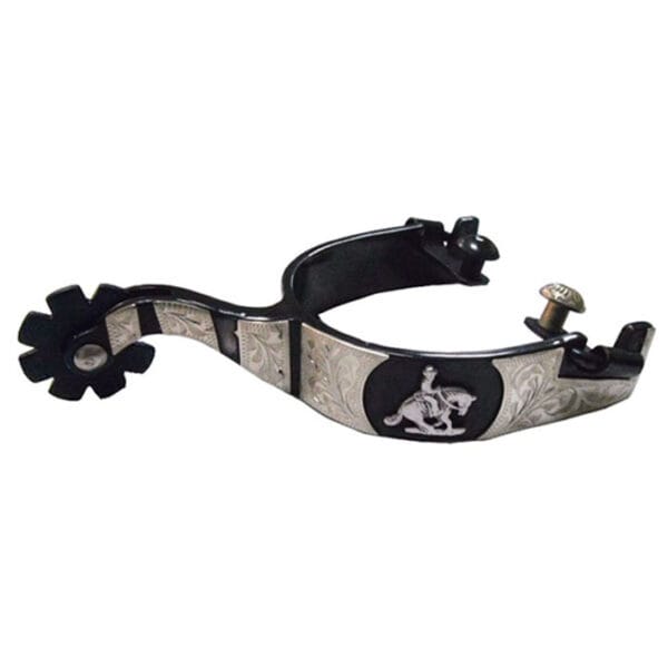 Black Steel Men's Roper Spurs sliding Reiner Motif GS258955