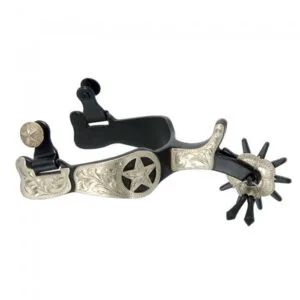Black Steel Silver Star Texas Jingle Bob Mens Spurs GS6072