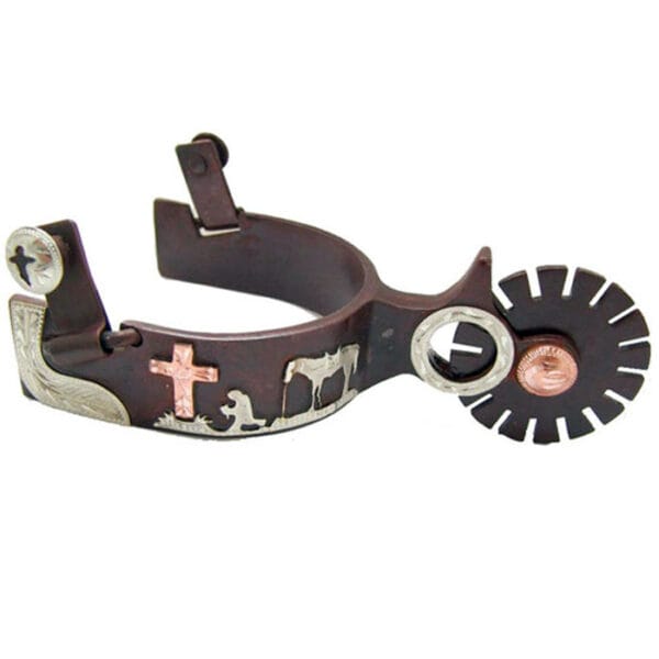 Brown Steel Silver Star Spur with Praying Cowboy Design GS260500
