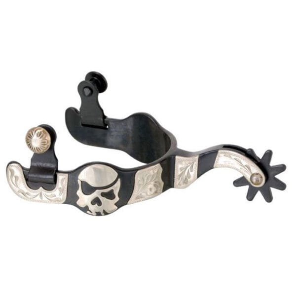 Ladies Black Steel with Engraved Silver Skull Overlay GS184L