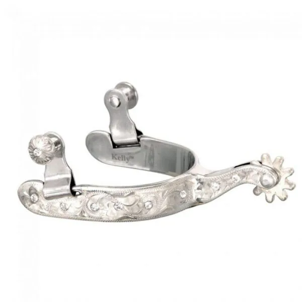 Ladies Silver Show Spurs with Crystals GS9836