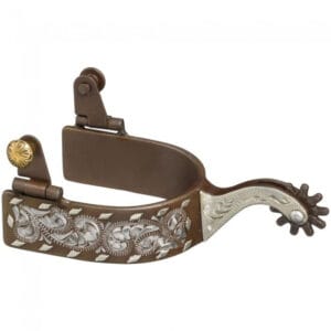 Mens Antique Brown Engraved Buckstitch Spurs GS9850