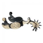 Mens Black Steel Spur with Silver Star Abilene Show Design GS6070