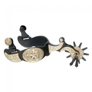 Mens Black Steel Spur with Silver Star Abilene Show Design GS6070