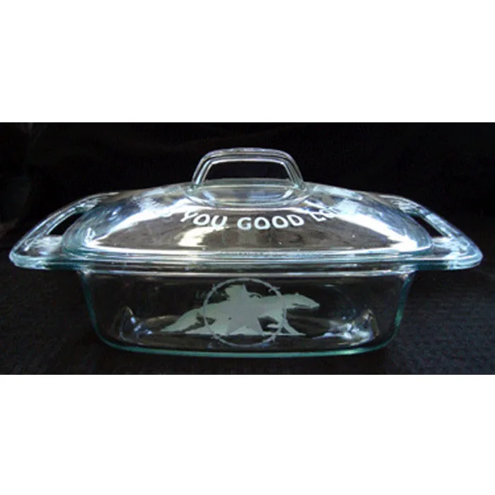 Pyrex Easy Grab 2 quart etched casserole with glass cover CASS41
