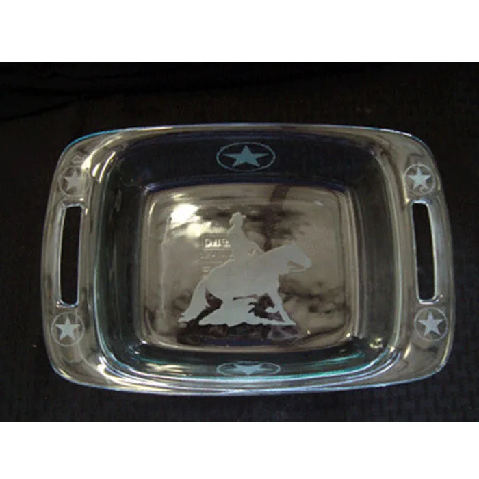 Pyrex Easy Grab 2 quart etched casserole with glass cover CASS42