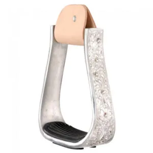 Engraved Aluminum Stirrups with Crystals