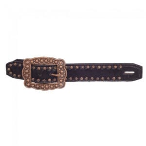 Hair On Belt Style Spur Strap - Black