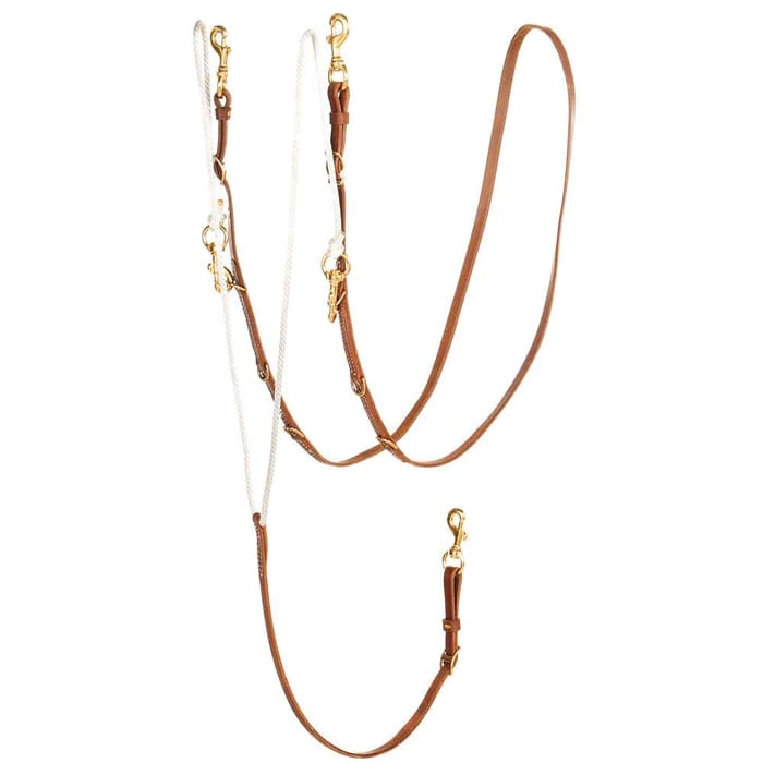 AJ Tack Latigo Leather Double-N-Stitched Split Reins - 5/8in X 7ft 6in
