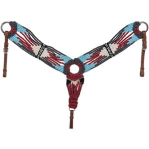 Wool String Breast Collar Coral/Grey/Turquoise/Cream BS152515