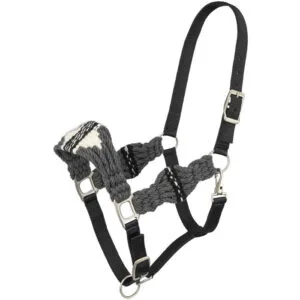 Wool String Nylon Halter Coral/Grey/Turquoise/Cream HT15256