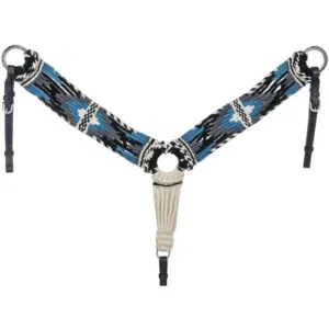 Wool String Breast Collar Navy Blue/Grey/Turquoise/Cream BS152517