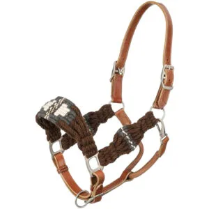 Wool String Leather Halter Brown/Gray/Cream HT152515