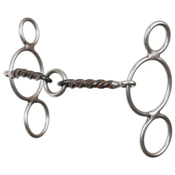 Meet the Reinsman Sweet & Sour Lifesaver - the snaffle bit with leverage. Not only is this excellent bit for a horse graduating from a snaffle bit, but it is also popular when starting young horses in barrel racing and roping events as it offers a similar feel as a snaffle bit yet with more control. The gag action of the bit does not scare a young horse when the rider gives cues, yet the bit still gives the rider enough control for a quick reaction from the horse. The twisted mouthpiece is perfect for a stronger horse needing more control throughout training.
